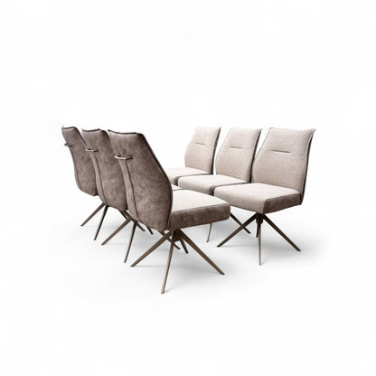'Mirage' Neutral Fabric Upholstery Swivel Dining Chairs - Set of 6