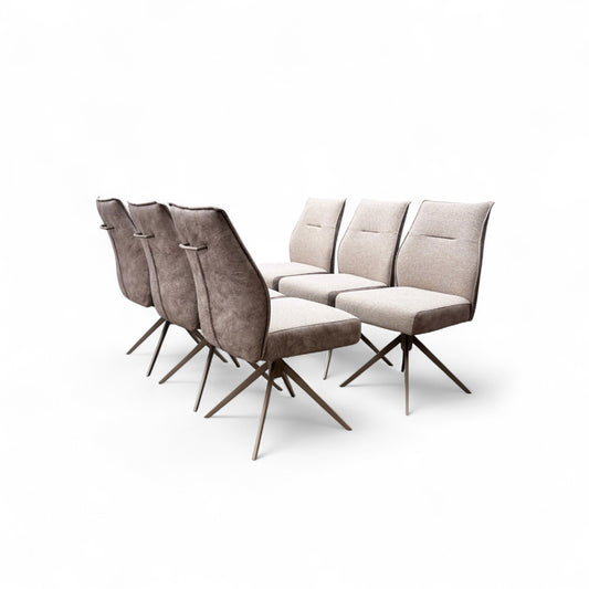 'Mirage' Neutral Fabric Upholstery Swivel Dining Chairs - Set of 6