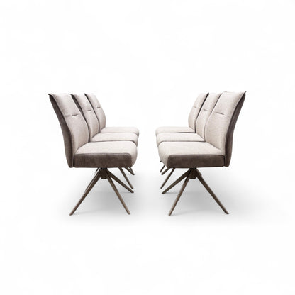 'Mirage' Neutral Fabric Upholstery Swivel Dining Chairs - Set of 6