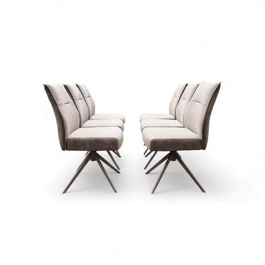 'Mirage' Neutral Fabric Upholstery Swivel Dining Chairs - Set of 6
