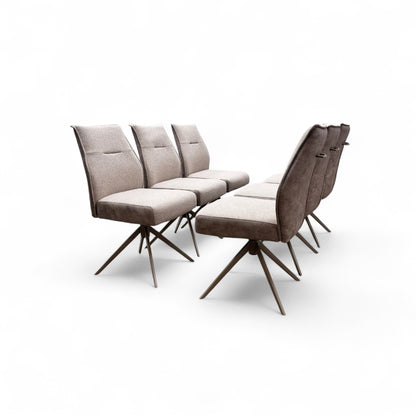 'Mirage' Neutral Fabric Upholstery Swivel Dining Chairs - Set of 6