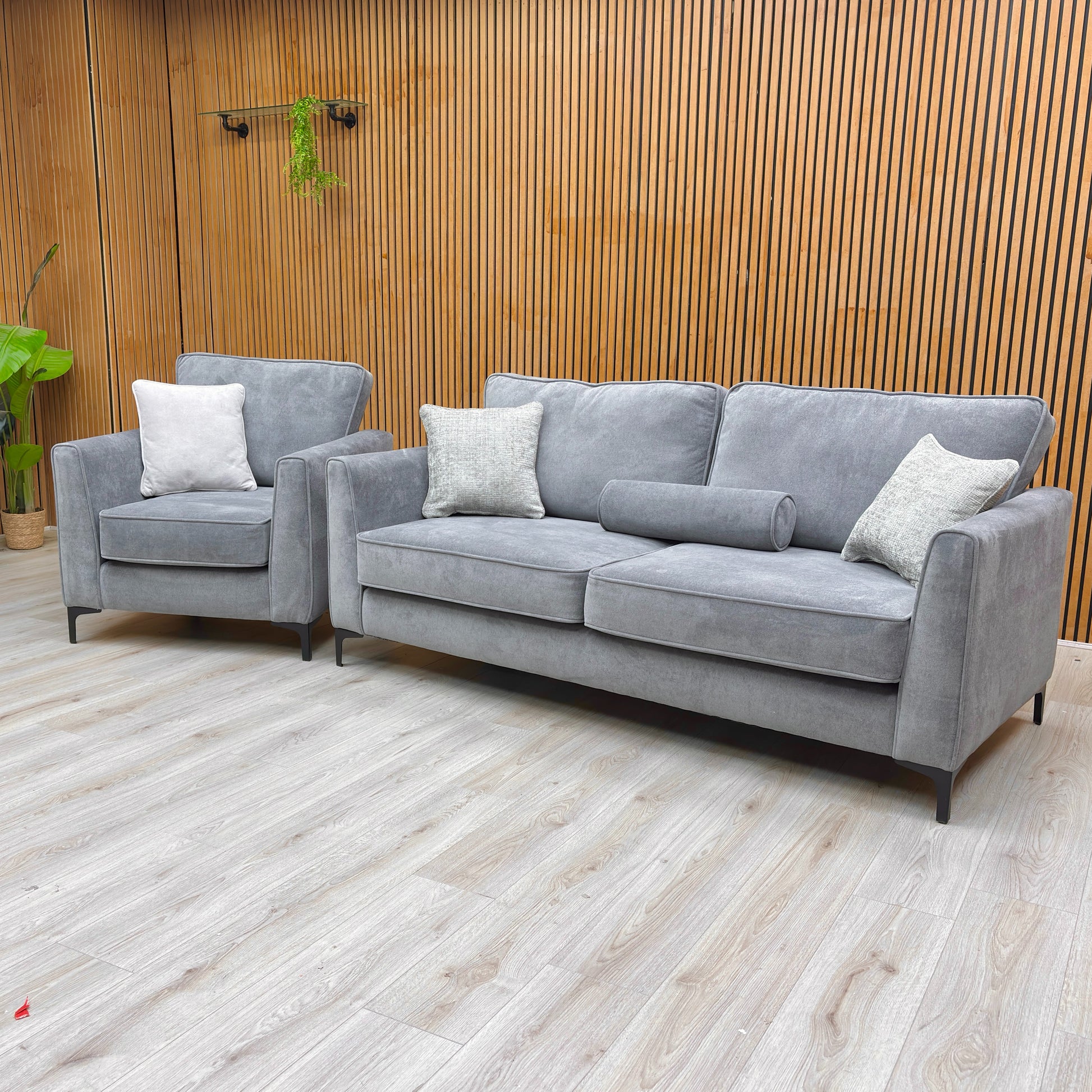 Lifestyle shot of the sofa set in a room setting.