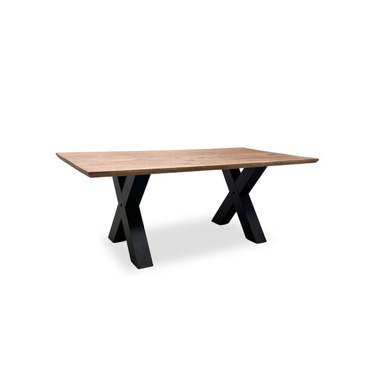 Bodahl 'Loki' 04 Desert Solid Oak Swiss Top 200cm Dining Table with Metal X-Shaped Legs