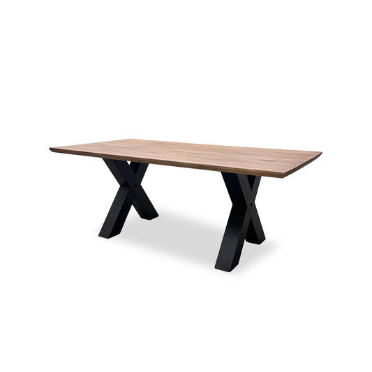 Bodahl 'Loki' 04 Desert Solid Oak Swiss Top 200cm Dining Table with Metal X-Shaped Legs