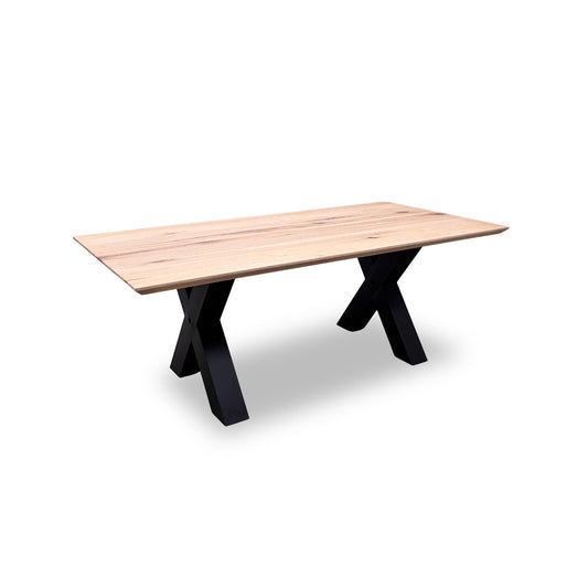 Bodahl 'Loki' 52 Natura Bianca Solid Oak Swiss Top 200cm Dining Table with Metal X-Shaped Legs
