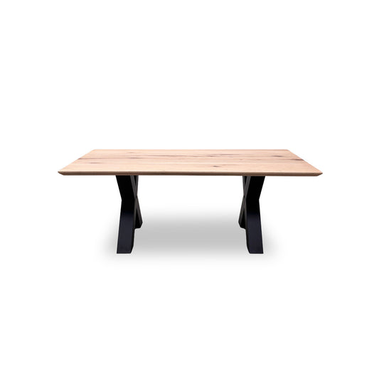 Bodahl 'Loki' 52 Natura Bianca Solid Oak Swiss Top 200cm Dining Table with Metal X-Shaped Legs