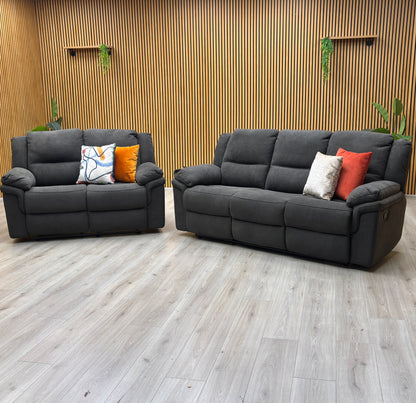 'Albion' Grey Chenille 3 + 2 Seater High Back Manual Recliner Sofa Set Very.com