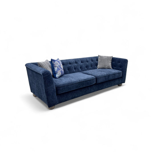 'Libertie' Alva Plain Chenille Navy 4 Seater Sofa