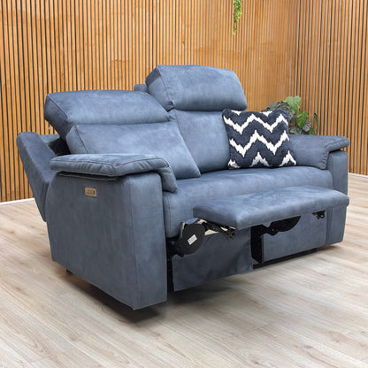 G Plan 'Thornbury' A125 Stingray Indigo Velvet 2 Seater Power Recliner Sofa with Power Headrests and Power Lumbar