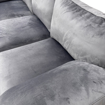 'Euphoria' Steel Sensual Velvet 2 Corner 2 Sofa + Large Bench Footstool