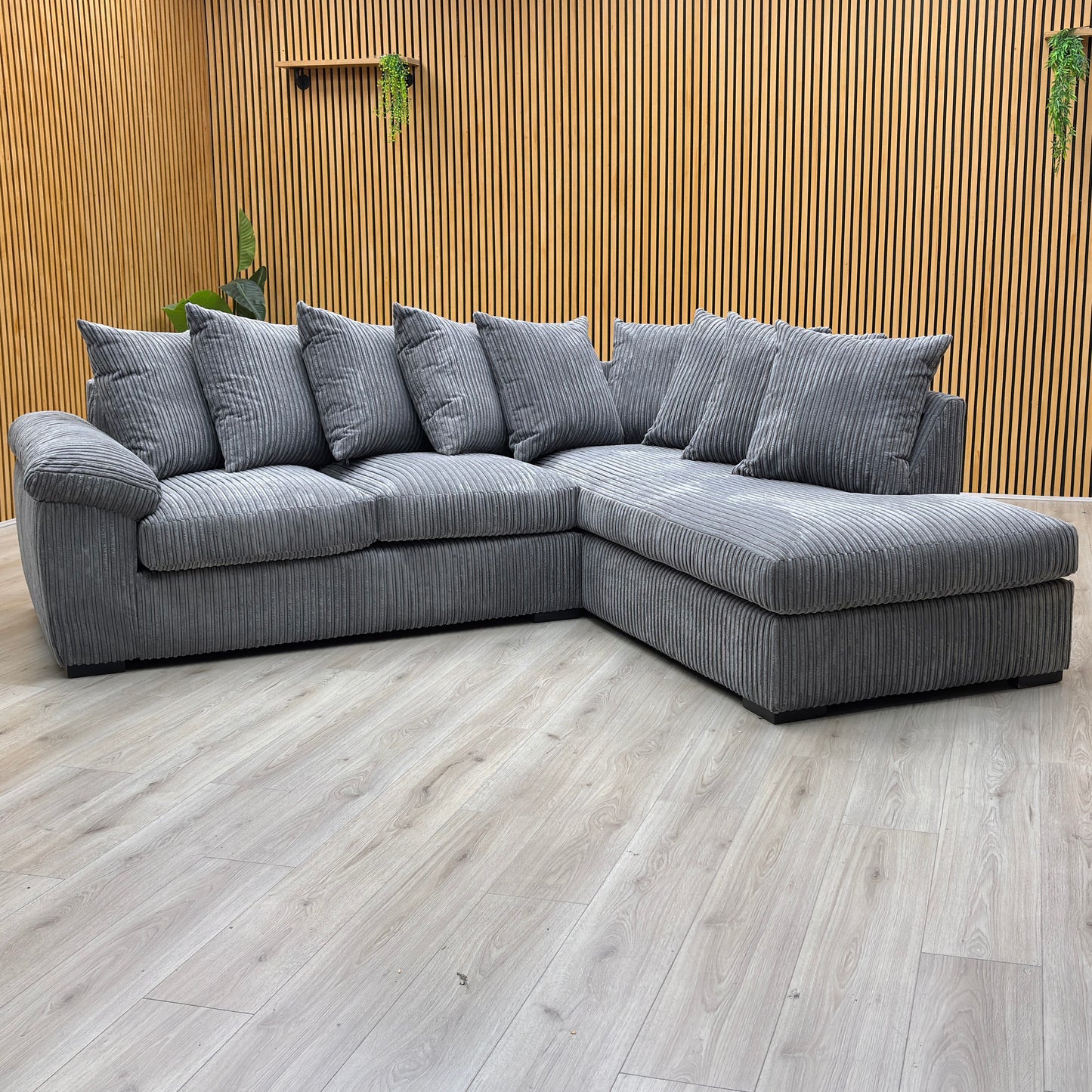 ‘Amalfi’ Charcoal Grey Cord Fabric Right Hand Facing Scatter Back Corner Chaise Sofa Very.com
