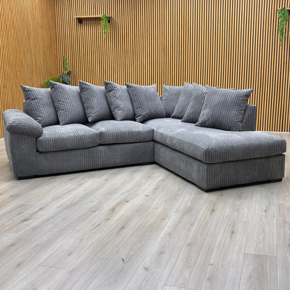 ‘Amalfi’ Charcoal Grey Cord Fabric Right Hand Facing Scatter Back Corner Chaise Sofa Very.com