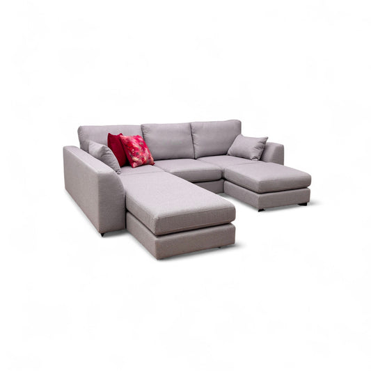 'Calix' Grey Calix Boucle Left Hand Facing 3 Piece Swivel Sofa Bed Chaise Sofa