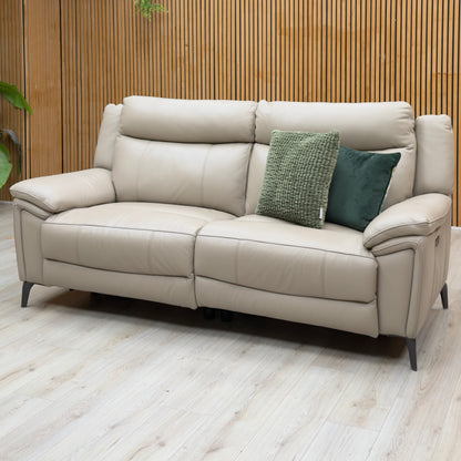 'Panache' Oyster Cat-40:08 Leather 3 + 3 Seater Power Recliner Sofa Set