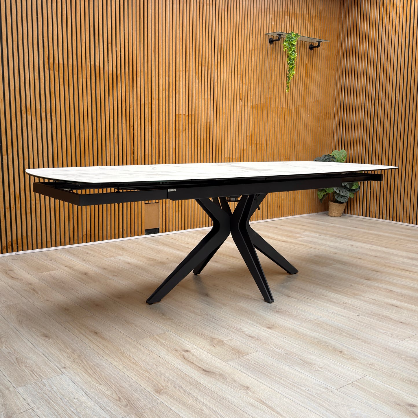 ‘Jose’ Matt Marble Ceramic Top 160cm Swivel Extending Dining Table
