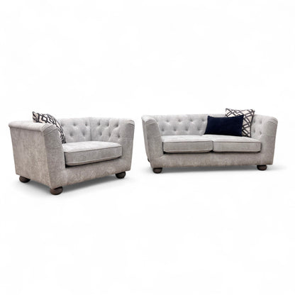 'Libertie' Silver Catalina Chenille 2 Seater Sofa + Cuddler