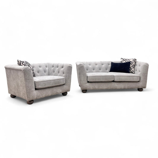 'Libertie' Silver Catalina Chenille 2 Seater Sofa + Cuddler