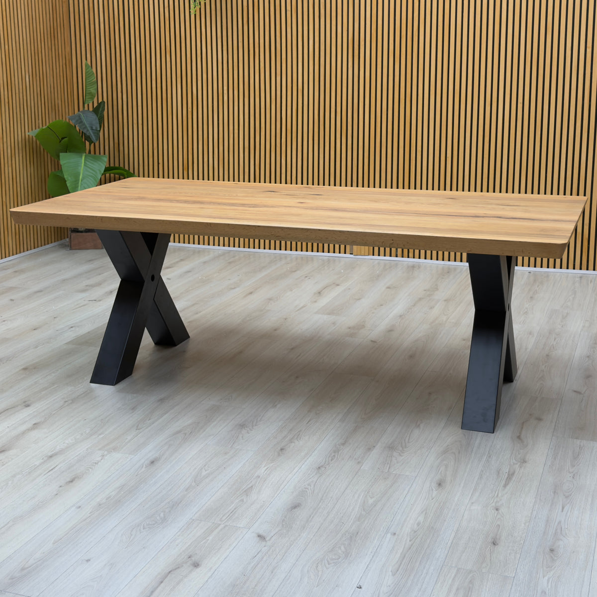 Bodahl 'Athena' 1 Oil Solid Oak Soft Edge 220cm Dining Table with X Leg