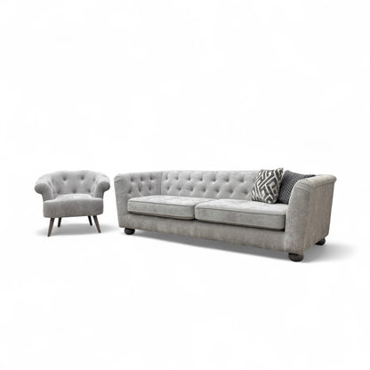 'Libertie' Silver Catalina Chenille 4 Seater Sofa + Accent Chair