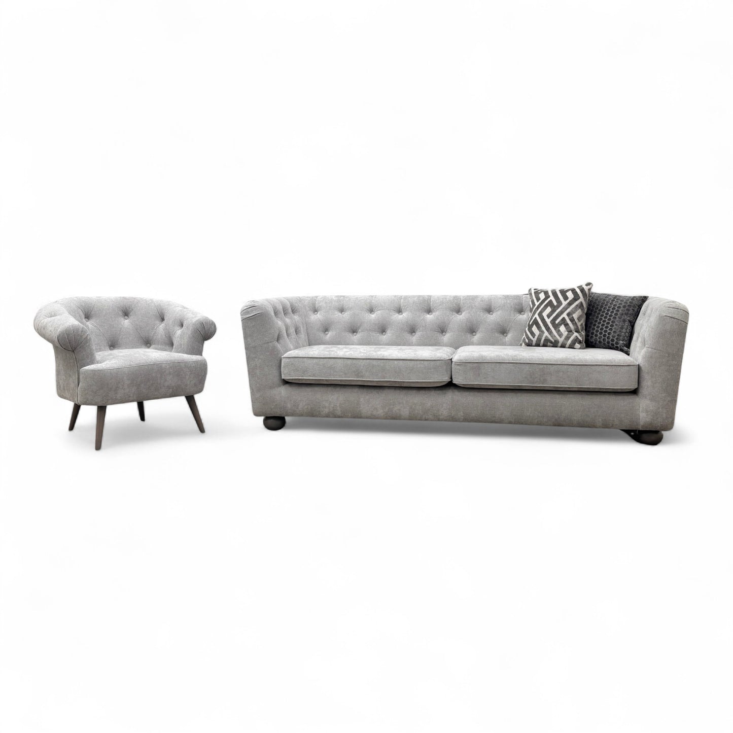 'Libertie' Silver Catalina Chenille 4 Seater Sofa + Accent Chair