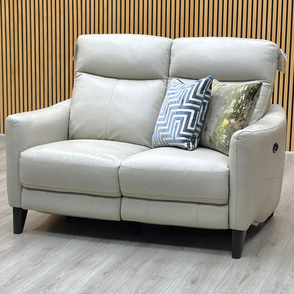World of Leather Compact Collection ‘Petit’ Nc-862c Bisque Cream Leather 2 Seater Power Recliner Sofa Furniture Village