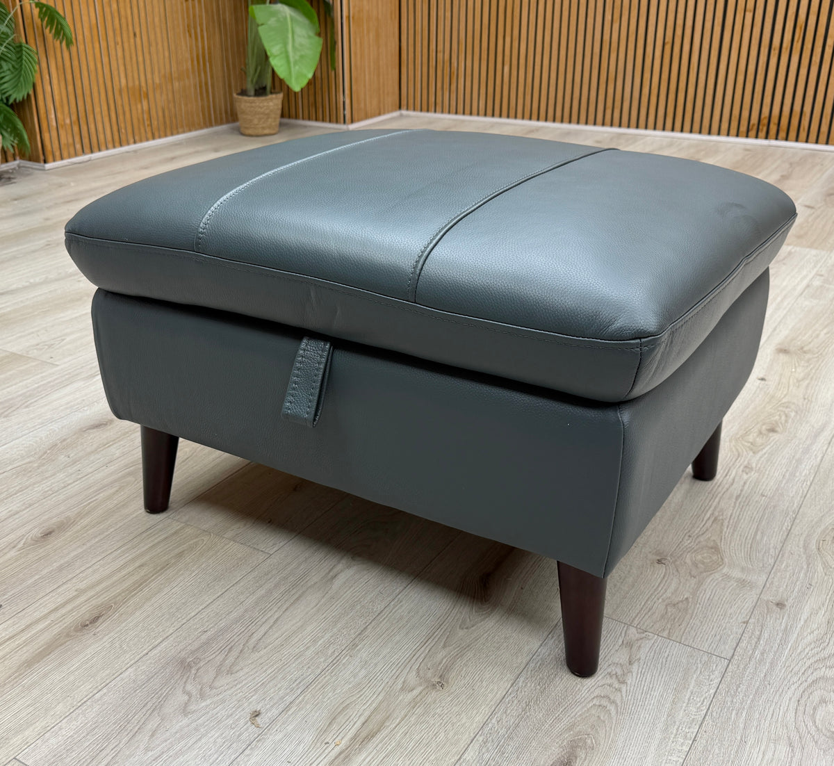'Winner' Peacock Green Cat-40-09 Leather Storage Footstool