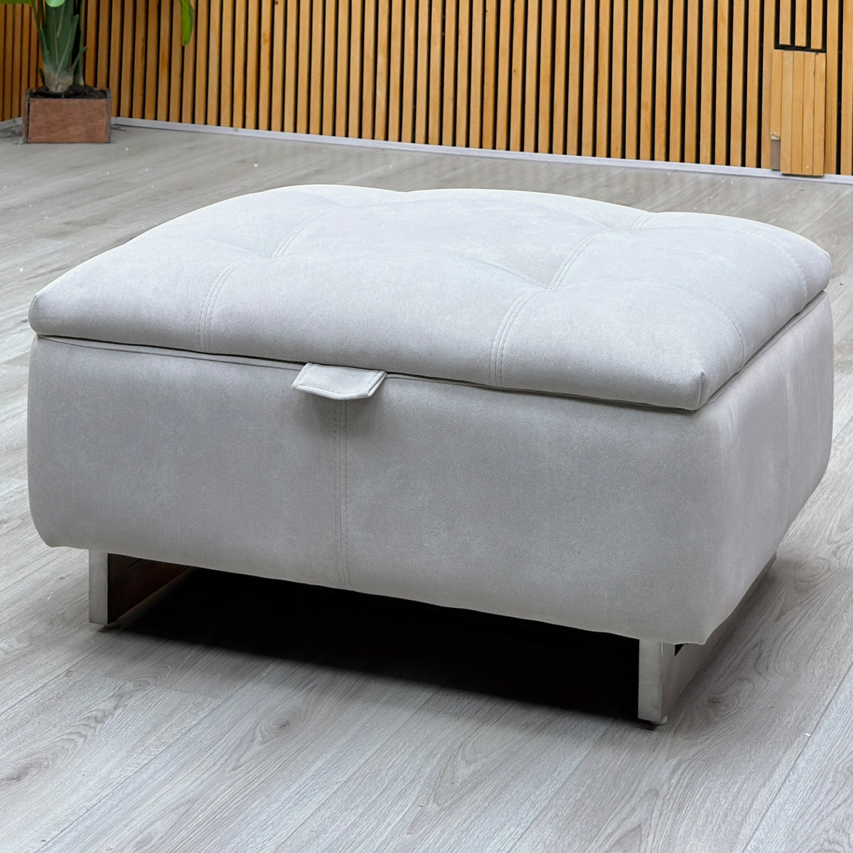 ‘Moet’ Dexter Ivory Velvet Fabric Large Storage Footstool