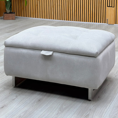 ‘Moet’ Dexter Ivory Velvet Fabric Large Storage Footstool