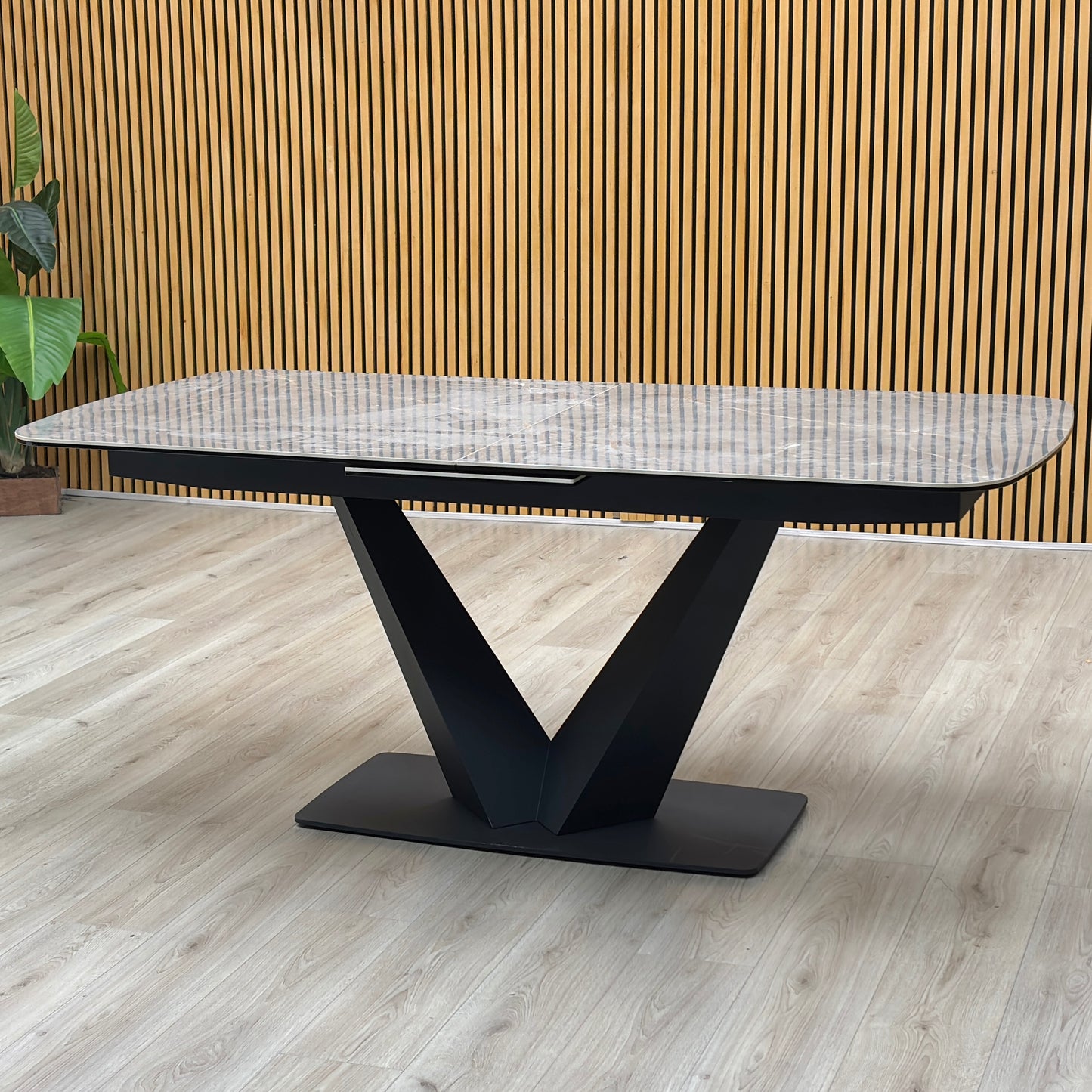 ‘Cupra' Grey Ceramic Top 180cm Large Pop Up Extending Dining Table Furniture Village