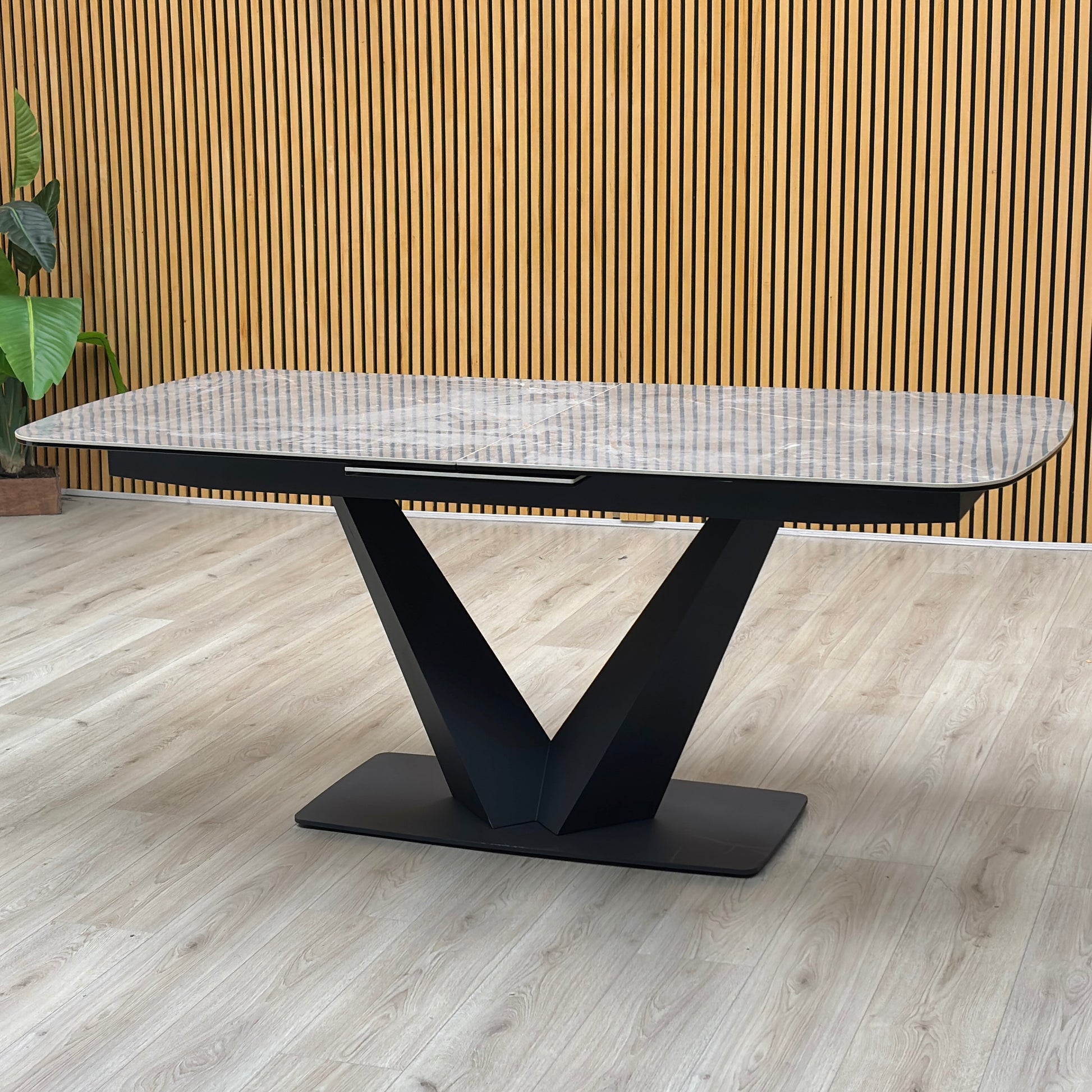 ‘Cupra' Grey Ceramic Top 180cm Large Pop Up Extending Dining Table Furniture Village