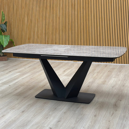 ‘Cupra' Grey Ceramic Top 180cm Large Pop Up Extending Dining Table Furniture Village