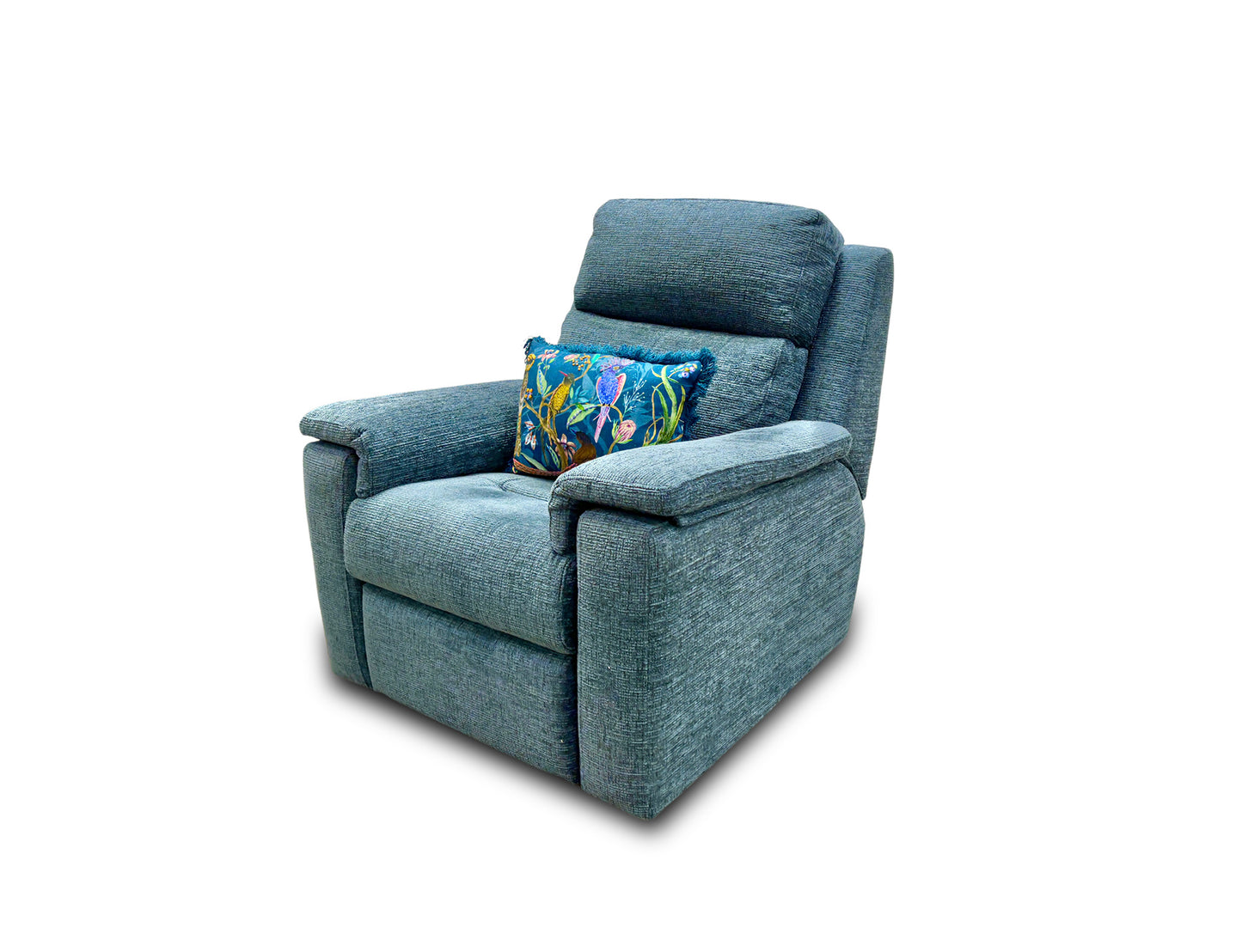 G Plan ‘Thornbury’ B134 Libby Cloud Teal Woven Fabric Power Recliner with Power Headrests and Lumbar
