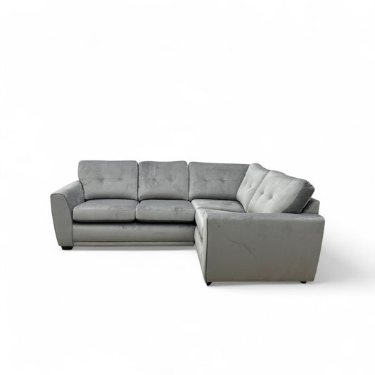 'Kian' Dove Sensual Velvet Left Hand Facing 2 Seater Corner Sofa