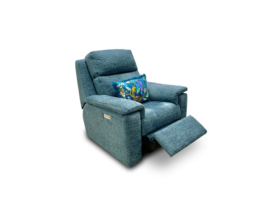 G Plan ‘Thornbury’ B134 Libby Cloud Teal Woven Fabric Power Recliner with Power Headrests and Lumbar