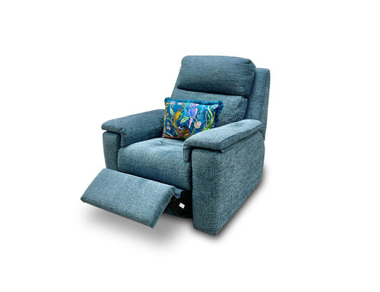 G Plan ‘Thornbury’ B134 Libby Cloud Teal Woven Fabric Power Recliner with Power Headrests and Lumbar