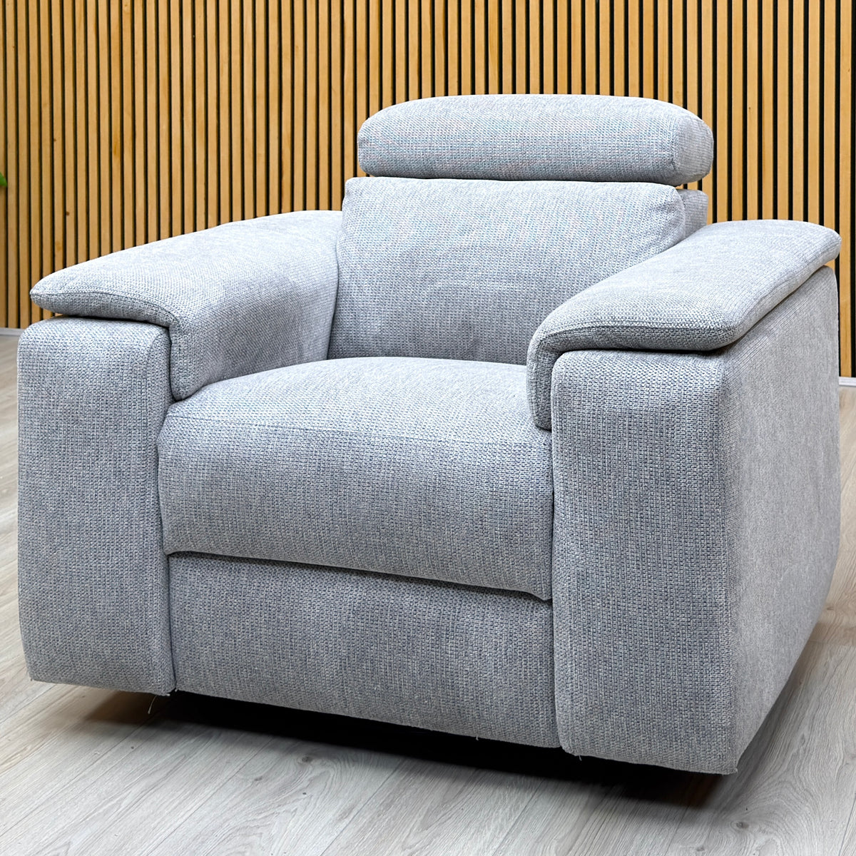 Nicoletti 'Davide' Zoia Glacier Grey 9505 Woven Fabric Swivel Rocker Recliner Chair