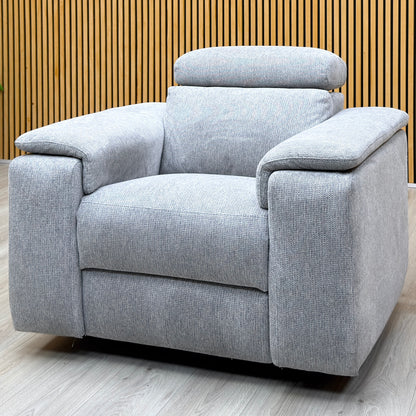 Nicoletti 'Davide' Zoia Glacier Grey 9505 Woven Fabric Swivel Rocker Recliner Chair