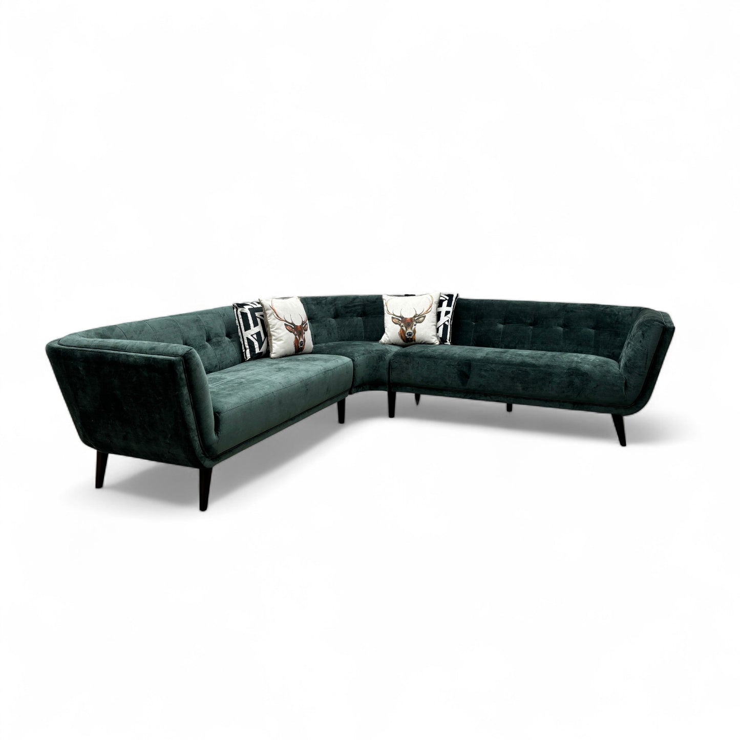 'Appleton' Forest Green Appleton Plain Fabric 2 Corner 2 Sofa