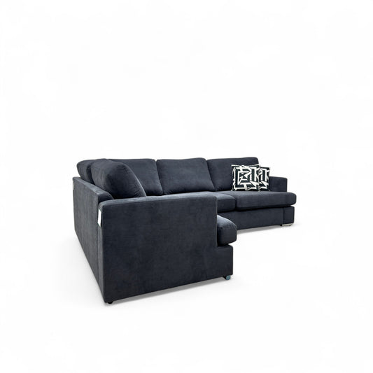 'Freya' Black Freya Fabric Right Hand Facing 2 Seater Corner Sofa