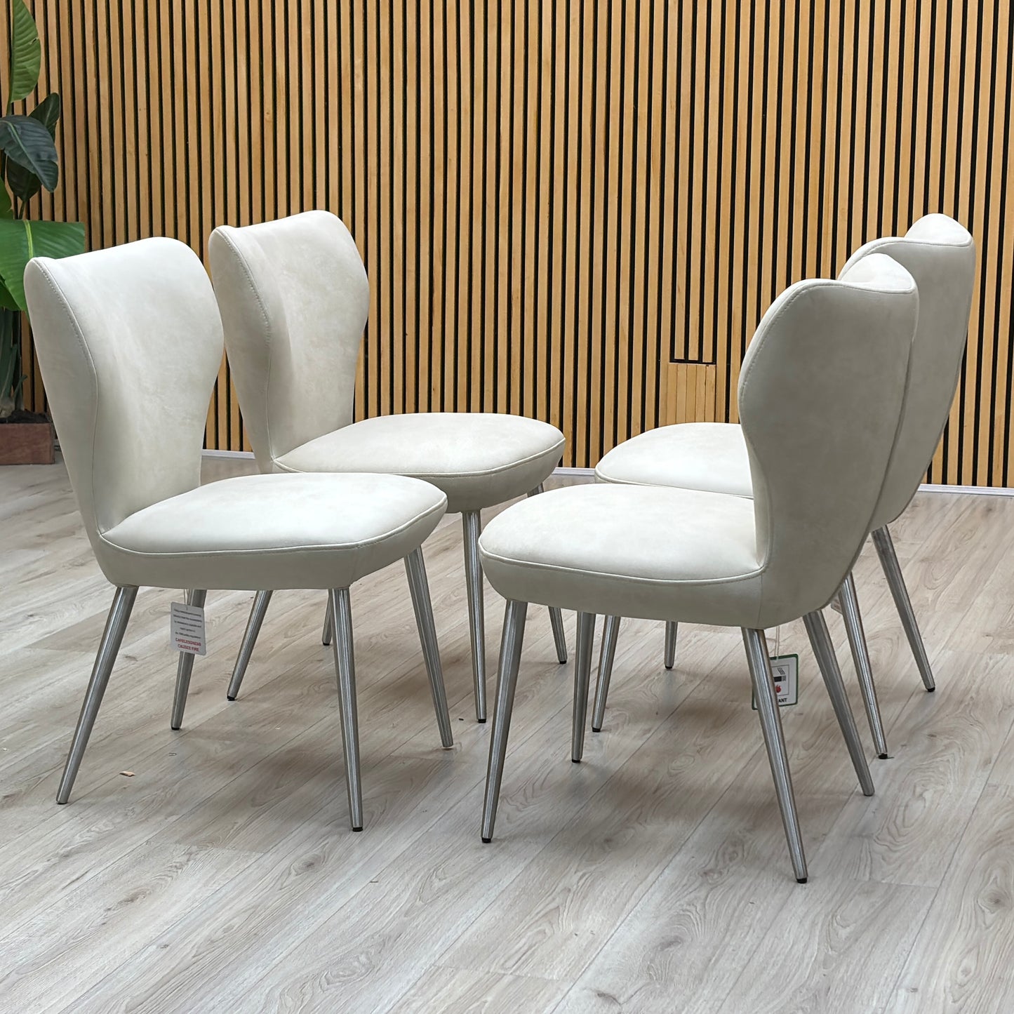 ‘Elegante’ Ivory Faux Leather Set of 4 Dining Chairs Furniture Village