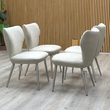 ‘Elegante’ Ivory Faux Leather Set of 4 Dining Chairs Furniture Village
