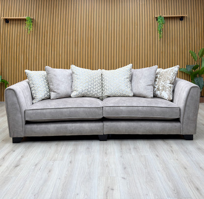 Mariah Dapple Silver-Tri No Insert Velvet Fabric 4 Seater Scatter Back Split Frame Sofa – view 3