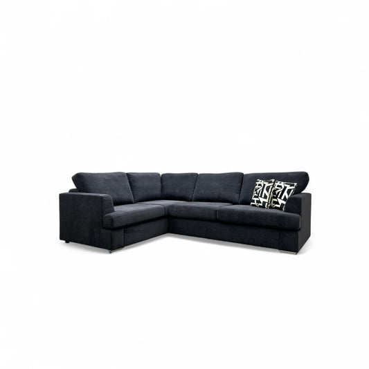 'Freya' Black Freya Fabric Right Hand Facing 2 Seater Corner Sofa