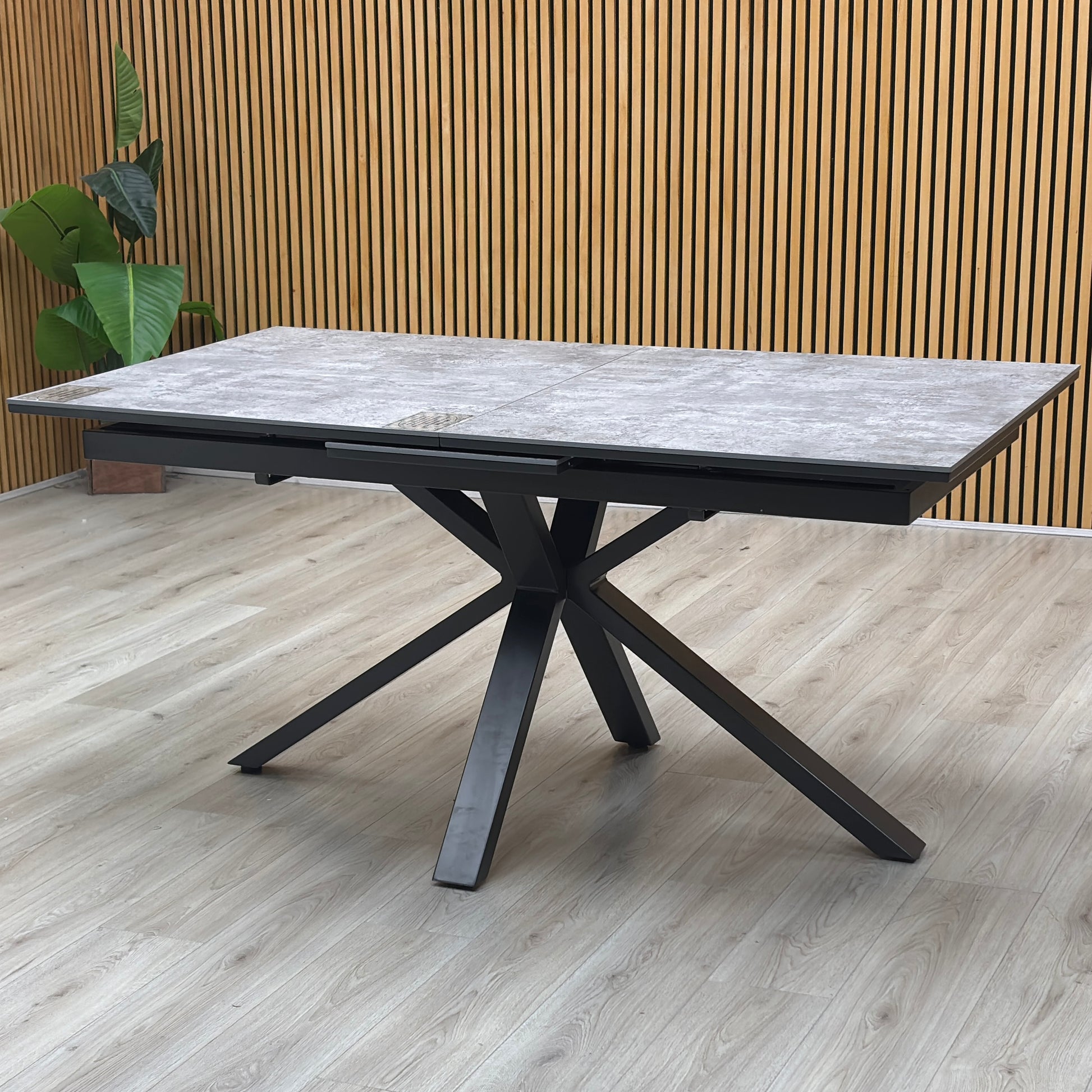 ‘Moon’ Concrete Effect 160cm Pop Up Extending Dining Table Furniture Village