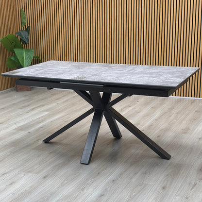 ‘Moon’ Concrete Effect 160cm Pop Up Extending Dining Table Furniture Village