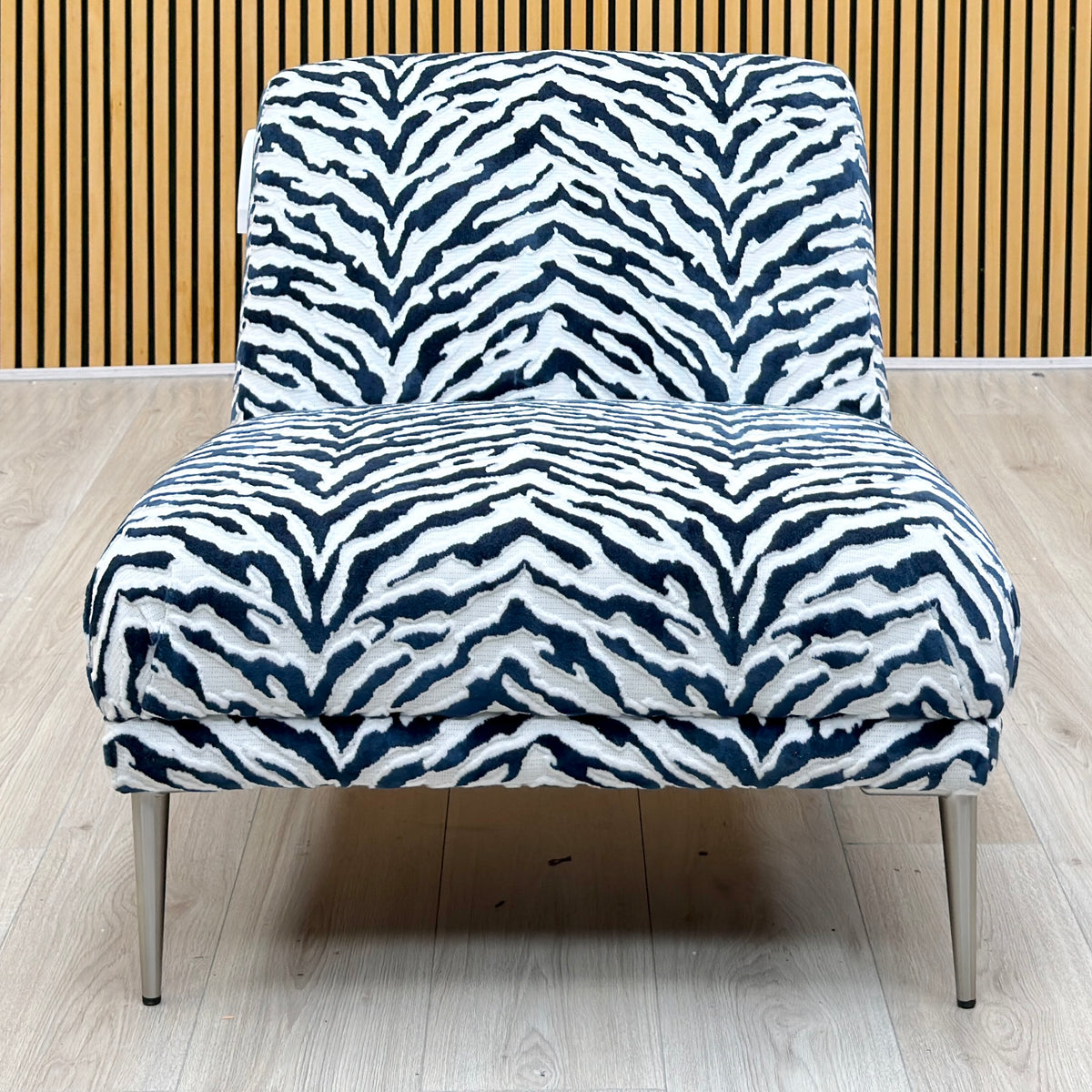 'Boujee' Zora Navy Blue Patterned Fabric Accent Chair