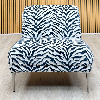 'Boujee' Zora Navy Blue Patterned Fabric Accent Chair