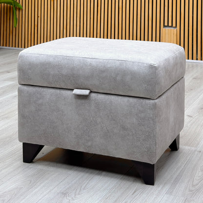 'Aura' Kenzo Oatmeal Velvet Fabric Storage Footstool