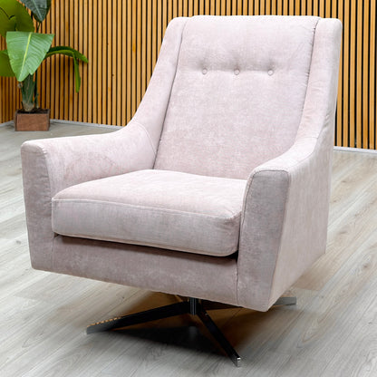 'Legend' Kingston Blush Pink Fabric Designer Swivel Chair