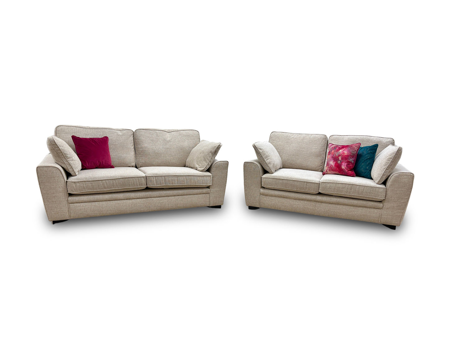 'Chalfont' Beige Tight Weave Fabric 3 + 2 Seater Sofa Set